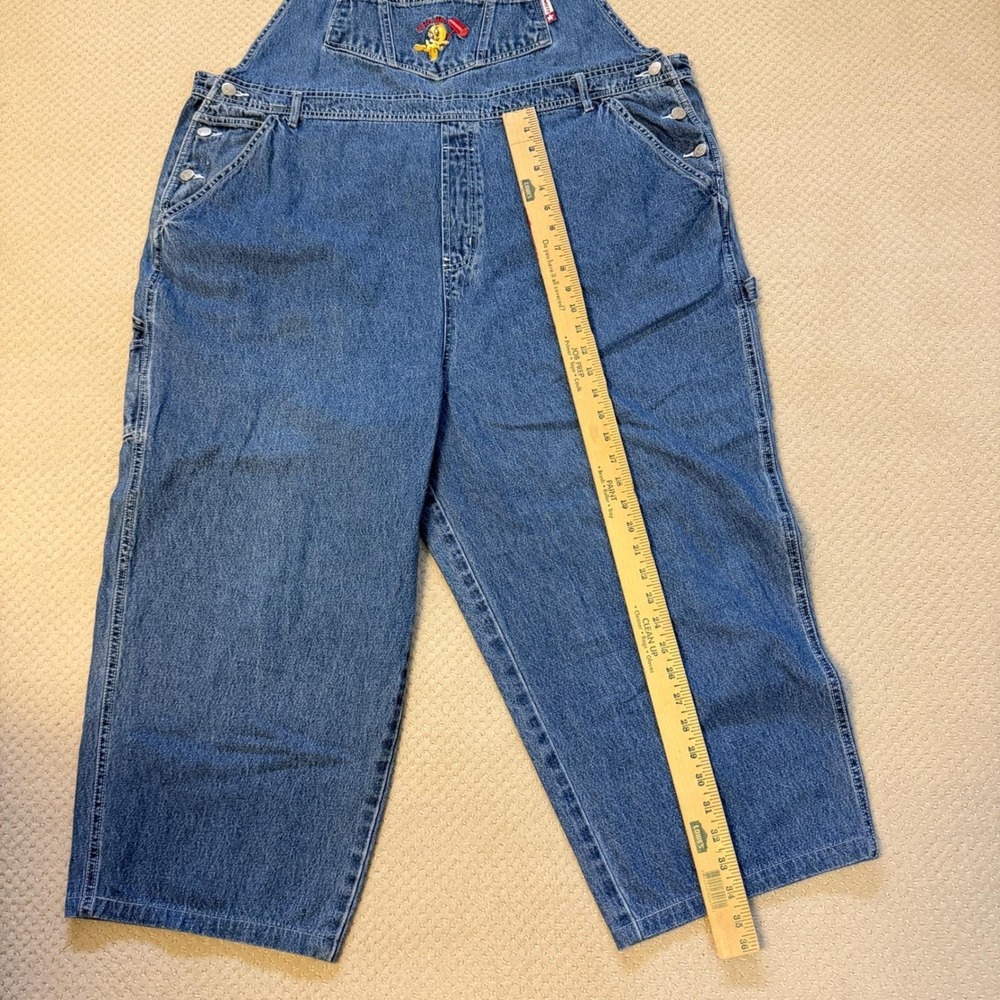 Vintage Looney Tunes Overalls 90s Womens 22/24 Sylvester Tweety Denim Bib Adult - Picture 6 of 16